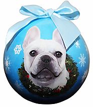 "French Bulldog White Christmas Ornament" Shatter Proof Ball Easy To Personalize A Perfect Gift For French Bulldog Lo...