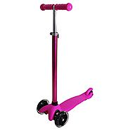 Rimable Kids 3 Wheel Adjustable Height Mini Kick Scooter with LED Light Up Wheels (Luxury Pink)