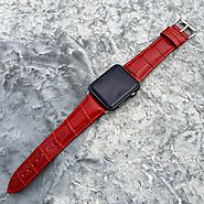 Deep Red Croc-Embossed Apple Watch Band - Strapped & Co