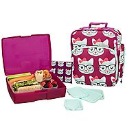Bentology Lunch Bag and Box Set for Girls - Includes Insulated Bag with Handle, Bento Box, 5 Containers and Ice Pack ...