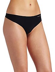 Calvin Klein Women's Invisibles Thong Panty, Black, Small