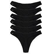 Women Sexy Cotton Thongs Intimates Briefs Tangas Ladies Panties Mulit Pack Size:5-10 (6, Black)