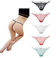 Ayaya Sexy Lace Lingerie T-back Thongs Pack of 5 (M, Muti-color)
