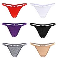 Closecret Women’s Sexy Panties Cotton Thongs Pack of 6pcs G-string in 6 Colors (S/M(waist:26.77-29.13inch))