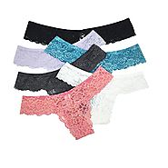 Curve Muse Pack of 6 Women's Sexy Lace Thongs Panties Women Underwear(Size:S)
