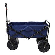 Mac Sports Heavy Duty Collapsible Folding All Terrain Utility Beach Wagon Cart, Blue/Black