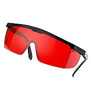 HDE Laser Eye Protection Safety Glasses for Green and Blue Lasers with Case (Red)