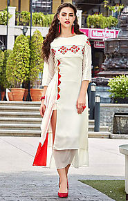 Order Online Kurti For Girls For Smarter Look In Off-White Color