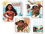 Disneys Moana Party Supplies Pack Including Plates, Napkins and Tablecover for 16
