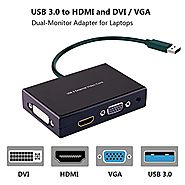 USB 3.0 to HDMI-VGA-DVI Monitor External Video Card Adapter,Rongyuxuan Monitor Outputs HDMI DVI-D and VGA,Support Via...