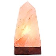 Crystal Allies Gallery: CA SLS-OBEL-14cm Natural Pyramid Obelisk Himalayan Salt Lamp on Wood Base with Cord, Light Bu...