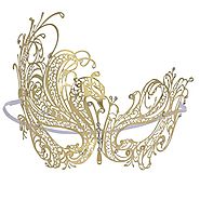 Coxeer Gold Elegant Lady Masquerade Halloween Mardi Gras Party Mask
