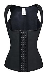 Charmian Women's Latex Underbust Waist Training Cincher Steel Boned Body Shaper Corset Vest Vest-Black Medium
