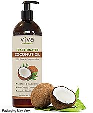 Viva Naturals Fractionated Coconut Oil, 16 oz - Ultra Hydrating Massage & Aromatherapy Oil, Hexane-Free