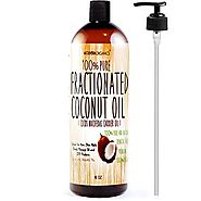 Molivera Organics Fractionated Coconut Oil 16 oz. Premium Grade A, 100% Pure MCT Coconut Oil for Hair, Skin, Massage ...