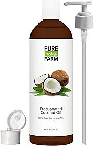 Fractionated Coconut Oil (Liquid) - Large 16oz - WITH PUMP + FREE Recipe eBook! - Use with Essential Oils and Aromath...