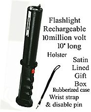 Cobra Max Power 25,000,000 Rechargeable Stun Baton, 3 mode Flashlight and Holster. Wrist Strap Disable Safety Pin