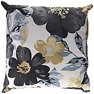 Cortesi Home Oppy Decorative Square Accent Pillow, Blue Flower