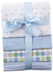 Luvable Friends Flannel Receiving Blankets, Blue, 4 Count
