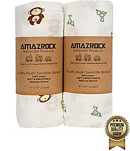 Amazrock Baby Muslin Swaddle Blanket - Soft 100% Cotton | 2 Large Baby Swaddle Blankets for Quality Comfort & Sleep |...