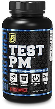 TEST PM Night Time Testosterone Booster and Sleep Aid Supplement for Men | Premium 5:1 Ashwagandha Root, L-Theanine, ...