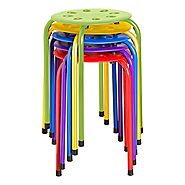 Norwood Commercial Furniture NOR-1101AC-SO Plastic Stack Stools, 17.75" Height, 11.75" Width, 11.75" Length, Assorted...