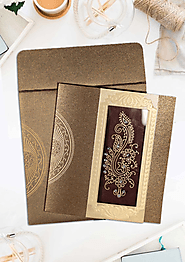 Brown Shimmery Paisley Themed - Foil Stamped Wedding Invitations : W-8230M | 123WeddingCards