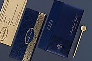 Blue Shimmery Foil Stamped Wedding Invitations - 123WeddingCards