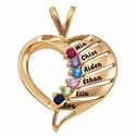Grandma Heart Necklace with Birthstones and Names