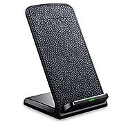 Fast Wireless Charger ,ivolks Leather Cordless CellPhone Rapid Charger,Portable QI Charging Stand Pad for for Apple i...