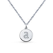 14K White Gold Diamond Initial 'A' Disc Pendant Necklace