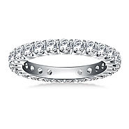 1 1/5 cttw. Classic Prong Set Round Diamond Eternity Ring in 18K White Gold