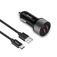 Samsung Galaxy S8 / S8 Plus / Note 8 Car Charger - iRAG 36W Qualcomm Quick Charge 3.0 Two-Port USB Adapter with 6ft U...