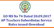 AP GO MS No 74 Andhra Pradesh Teachers Subordintate Service Rules Orders Issued- Download