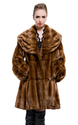 Faux brown mink fur with lotus leaf collar middle fur coat