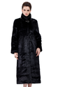 Faux black mink cashmere long fur coat