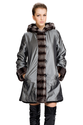 Silver waterproof fabric with faux chinchilla fur reversible coat
