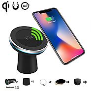 Qi Wireless Car Charger Spedal 2-in-1 Magnetic Vehicle Mount Phone Holder Air Vent or Dashboard for iPhone 8/iPhone 8...