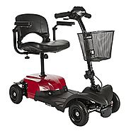 Drive Medical Bobcat X4 Compact Transportable Power Mobility Scooter, 4 Wheel, Red