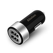 Alisten Small Mini 2 Port Auto USB Car Charger, Dual Port Super Fast Charging Super Portable Cell Phone Car USB Charg...