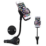 Te-Rich 3-in-1 Universal Car Mount Holder Phone Charger Cigarette Lighter Power Adapter for iPhone, Samsung Galaxy an...