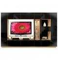 Isabella Wall Unit w Mirrored Display Glass Shelves and Lighting