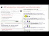 SEO optimization tool to optimize title tags and meta description
