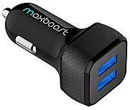 Car Charger, Maxboost 4.8A/24W 2 USB Smart Port Car Charger [Black] for iPhone 7 6S Plus 6 Plus 6 5SE 5S 5 5C, Samsun...