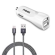iPhone Car Charger, noot products Apple MFi Certified 6 Feet Lightning To USB Cable, 2 Port High Speed 3.1A USB Car C...
