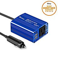 Enkey 150W Car Power Inverter DC 12V to 110V AC Converter with 3.1A Dual USB Charger - Blue