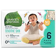 Seventh Generation Baby Diapers, Free and Clear for Sensitive Skin, Original No Designs, Size 6, 100ct (Packaging May...