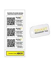 Dynotag Web/GPS Enabled QR Code Smart Tags. 3 Tough Identical Stickers + 1 Keychain Mini Tag