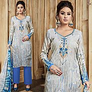 Off White Printed Ladies Dress Design With Punjabi Palazzo Salwar