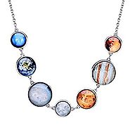 Full Moon Necklace Double-sided Planet Handmade Sun Moon Necklace Statement Space Necklace and Bracelet